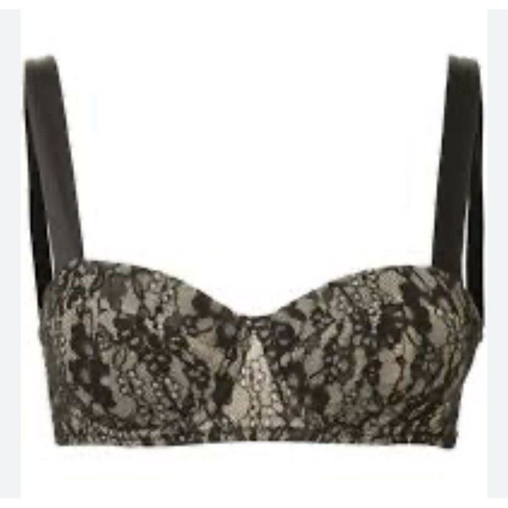 Kiki De Montparnasse Black Lace Inset Luxury Balconette Bra Size 36B NWT